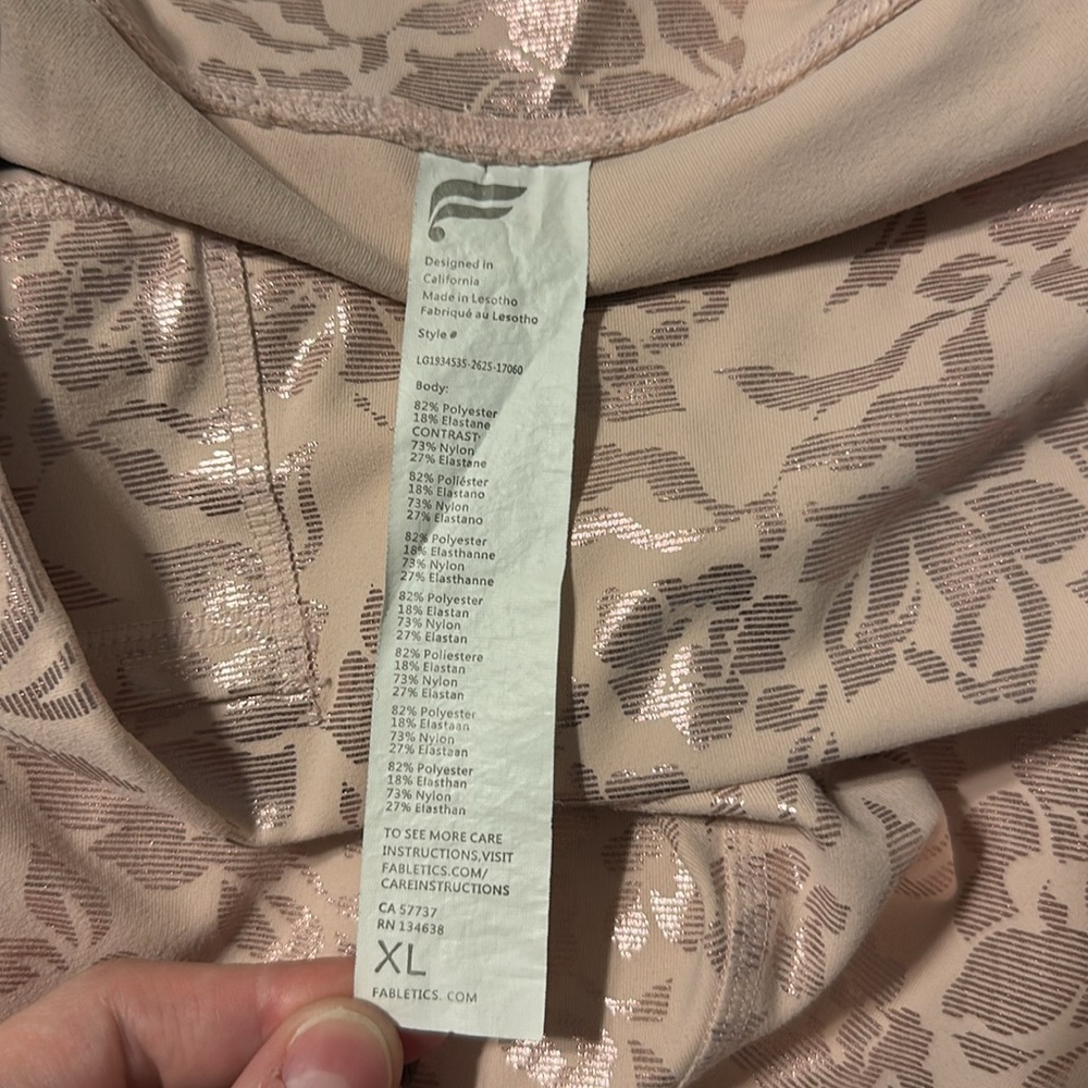 Fabletics Pink Shimmer Pureluxe Leggings Size XL - Picture 6 of 6